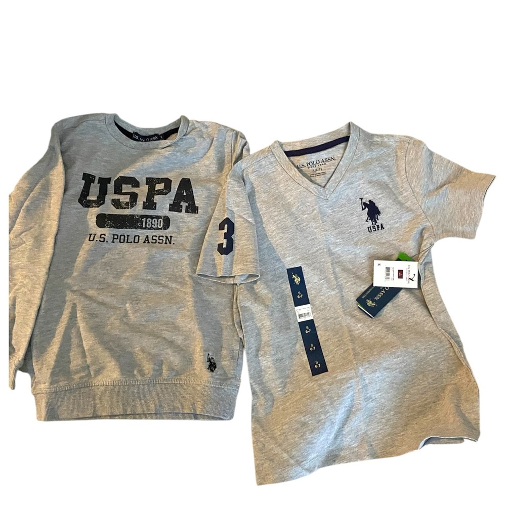 U.S. Polo Assn. Kids Gray T-Shirt Sweatshirt Set